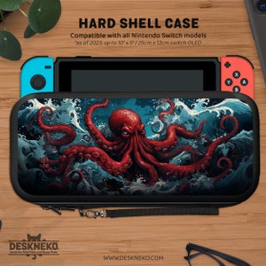 Custodia Octopus per Nintendo Switch, supporto per cartuccia di carte da gioco, copertura dock per accessori Switch, Kraken rosso giapponese, custodia da trasporto lite oled