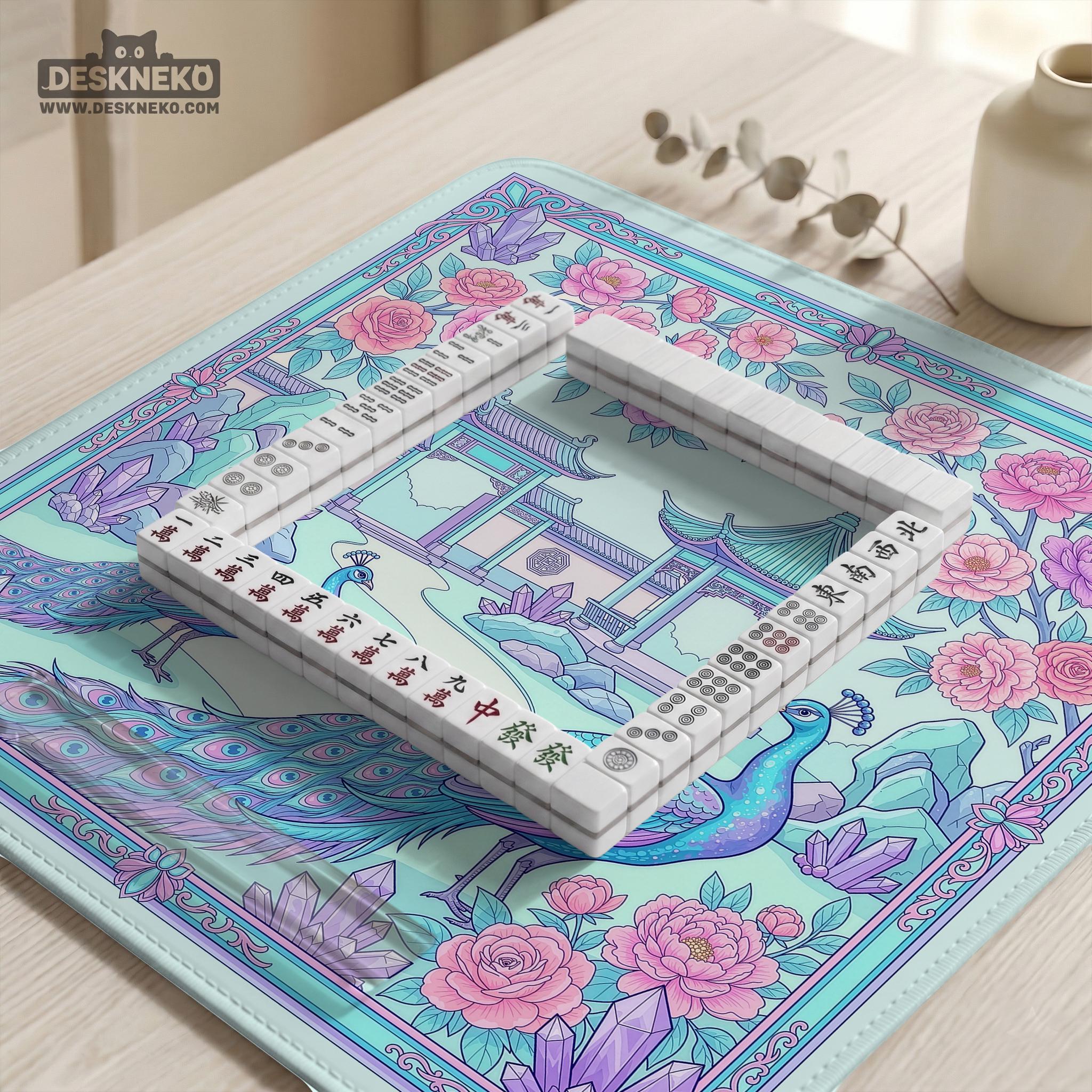 Turquoise Floral Mahjong Mat image 3