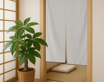 Japanese Noren: Custom door curtain, Beige Japandi room divider, fabric doorway tapestry, textile art, vertical wall hanging, hallway decor