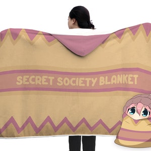 Yuru Camp Hooded Blanket | Secret Society blanket | Nadeshiko Kagamihara laidback camp | laid back anime/manga cosplay
