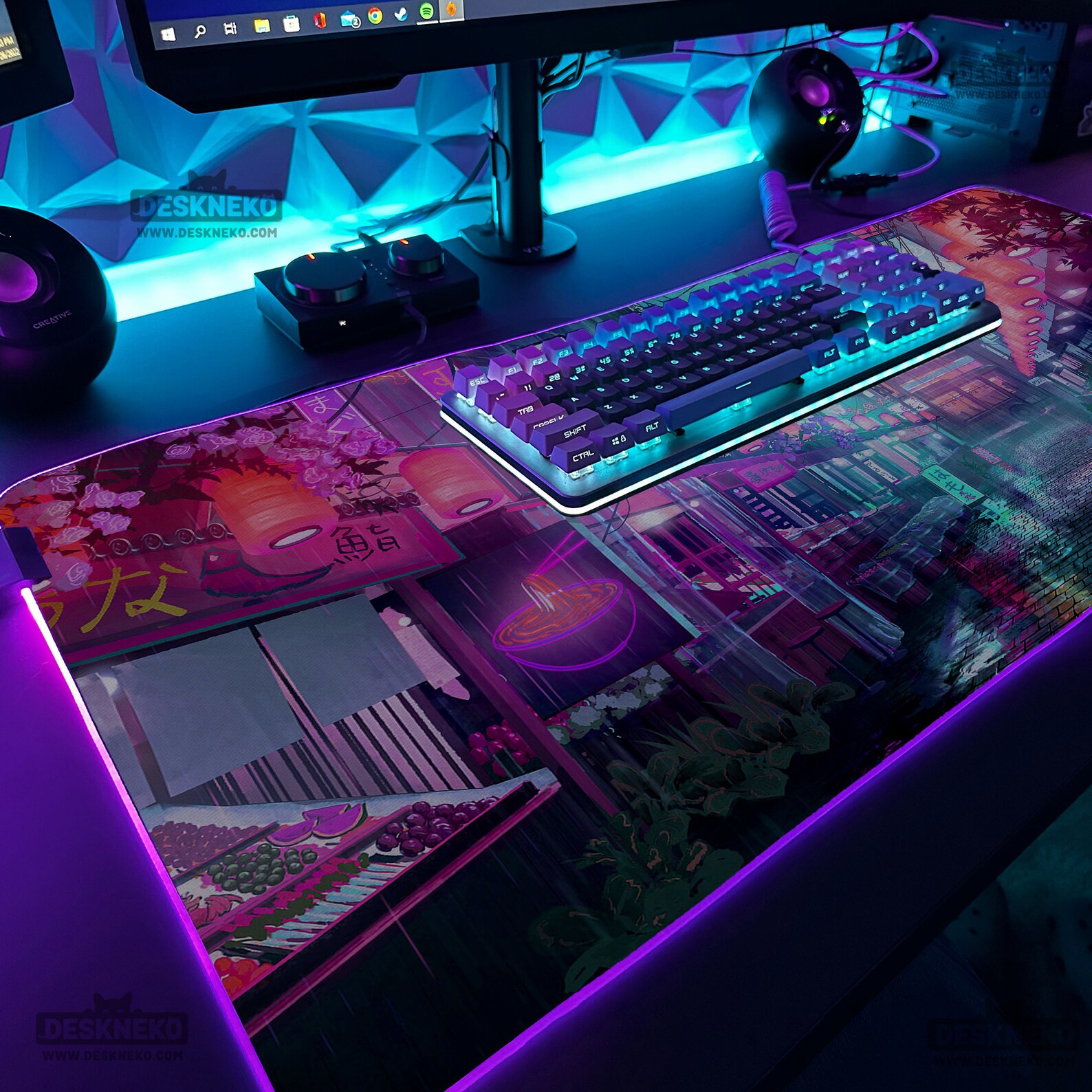 Led Desk Mat Purple, Rgb Mouse Pad Gaming, Japanese Mousepad Keyboard ...