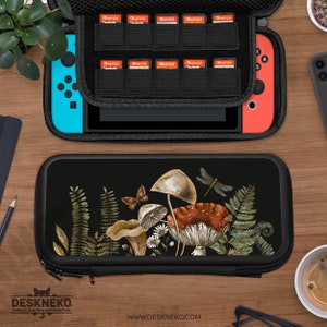 Nintendo Switch用ケース、魔女のアクセサリー、ゲームホルダー、スイッチドックカバー、かわいいボヘミアンコテージコアマッシュルームカバー、ハードシェルクリアスキン