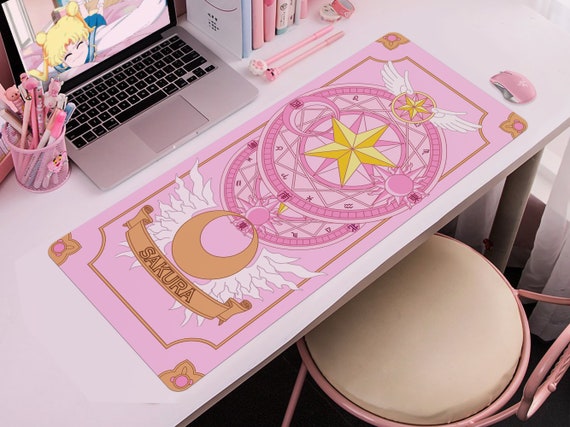 Sakura Desk Mat, XXL Gaming Mousepad, Kawaii Pastel Pink