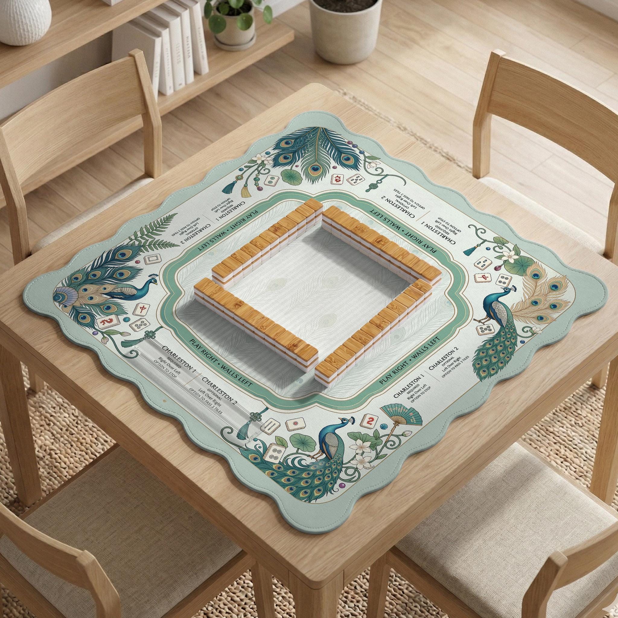 Mint Peacock Mahjong Mat image 4