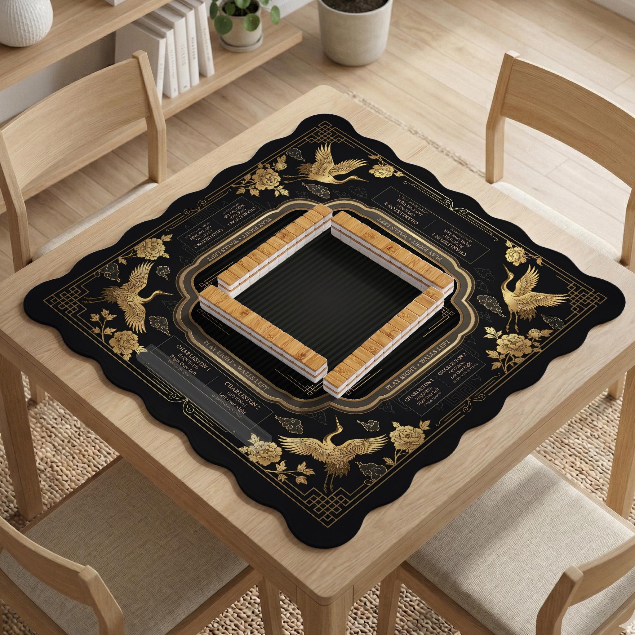 Black Floral Mahjong Mat image 2