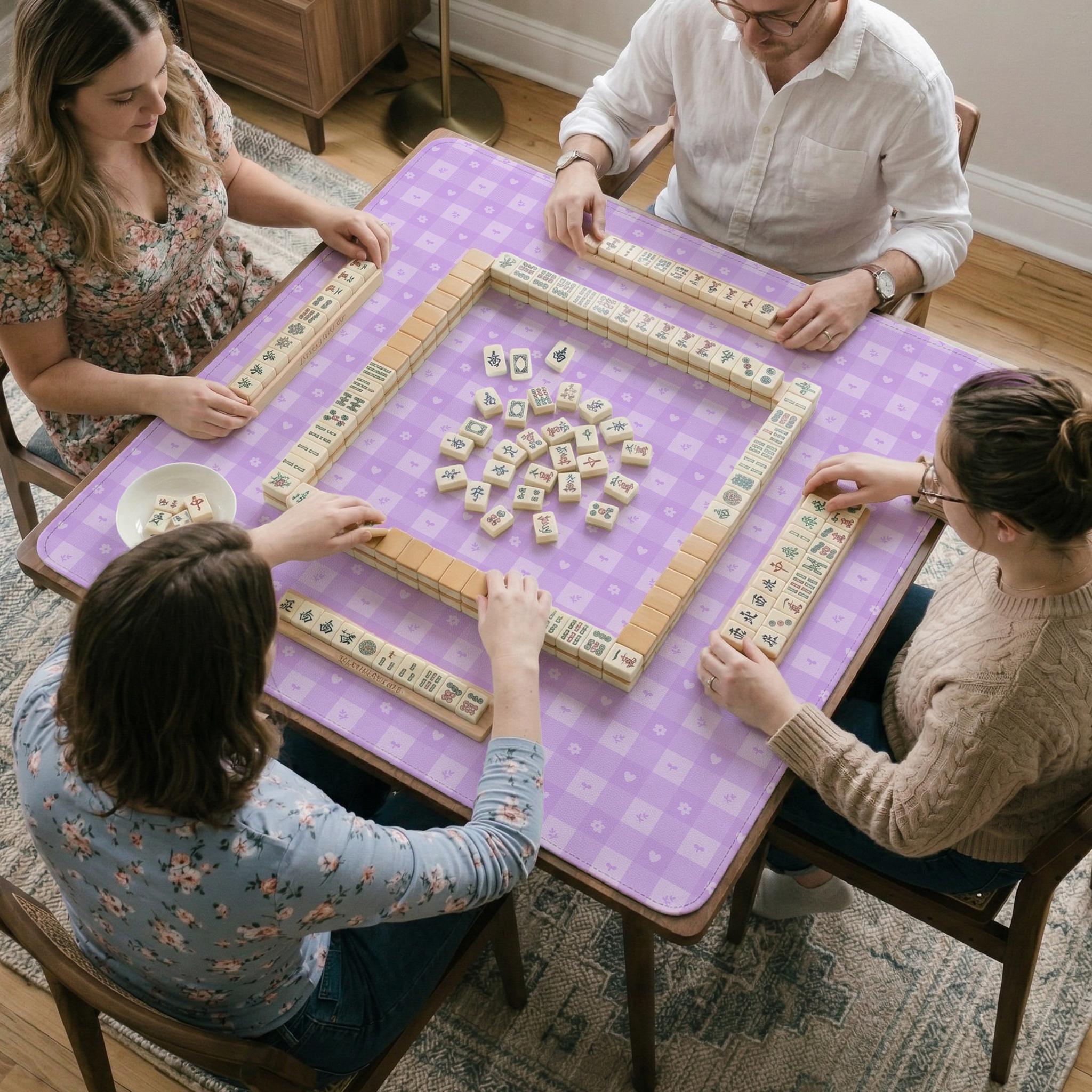 Lavender Gingham Mahjong Mat image 4