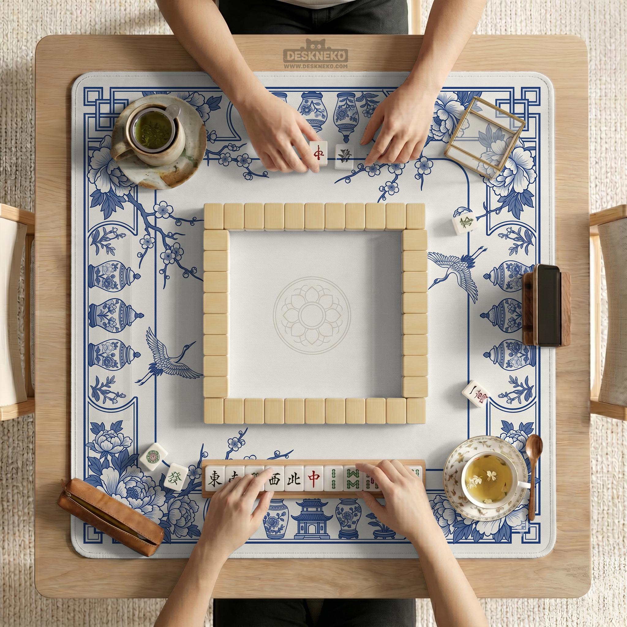 Blue Floral Mahjong Mat image 3