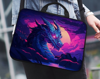 Purple Dragon Laptop Sleeve, Computertas voor mannen/jongens, Vaporwave anime case cover voor ipad/macbook pro 10 11 12 13 14 15,6 16 17" in inch