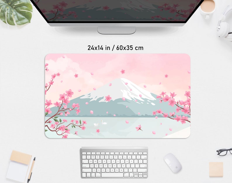Japanese Desk Mat Cherry Blossom Mousepad Mt Fuji Japan - Etsy