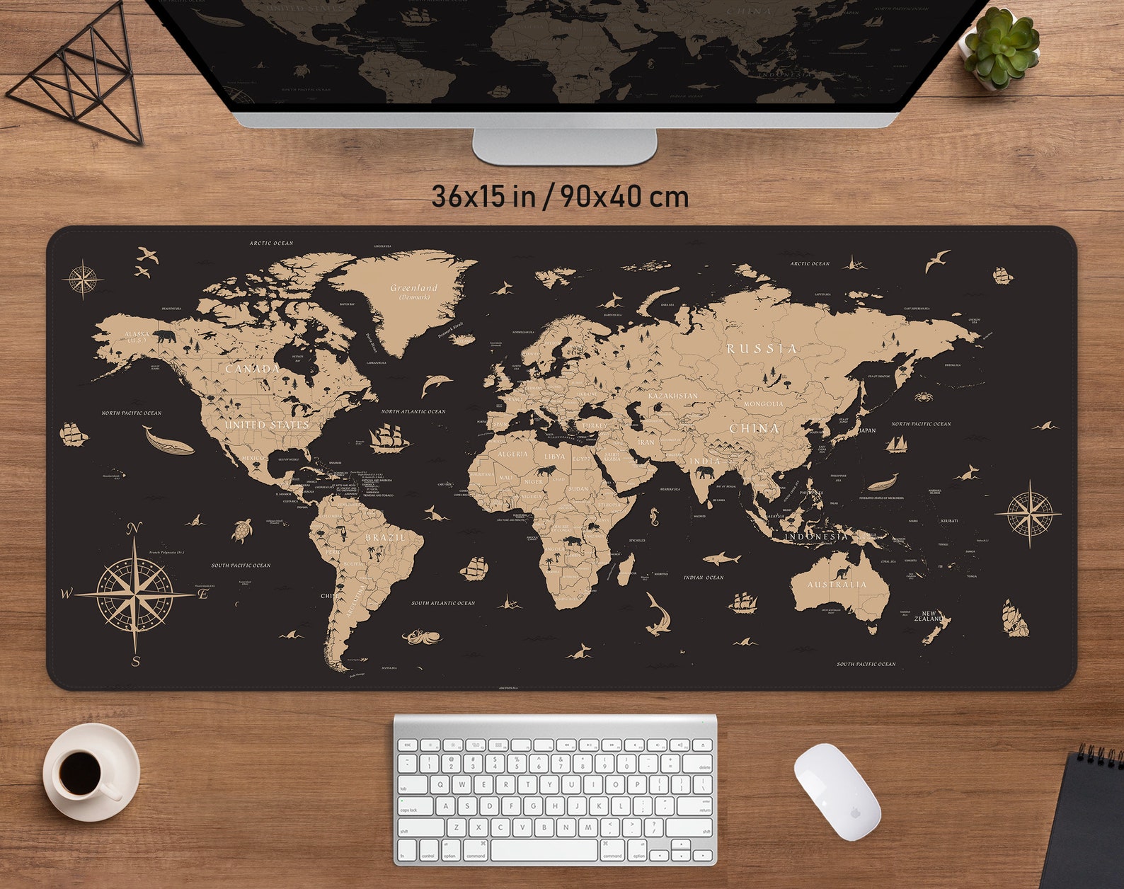 World Map Desk Mat XXL Historical World Map Mousepad Extra Etsy