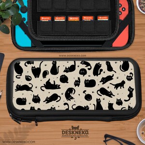 Cute Cats Case für Nintendo Switch, Spielkartensteckplatz Kassettenhalter, japanisches Beige Manga Anime Dock-Abdeckungszubehör, kleine Tragetasche