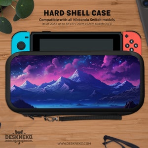 Capa de montanha para Nintendo Switch, suporte para cartão de jogo, capa de dock para acessórios de interruptores, paisagem roxa de anime fuji, linda bolsa de transporte oled lite