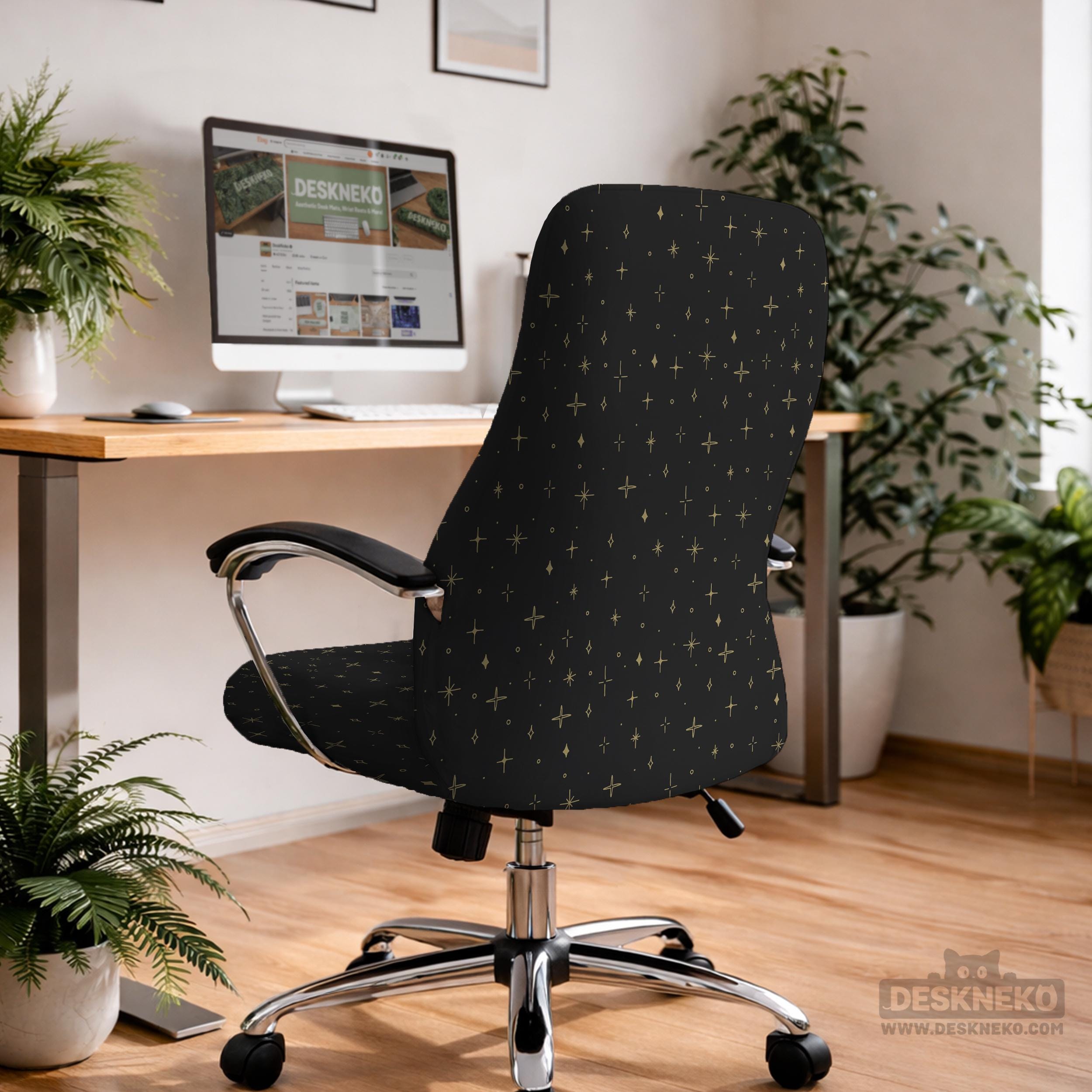 Black Gold Star Chair Cover image 3