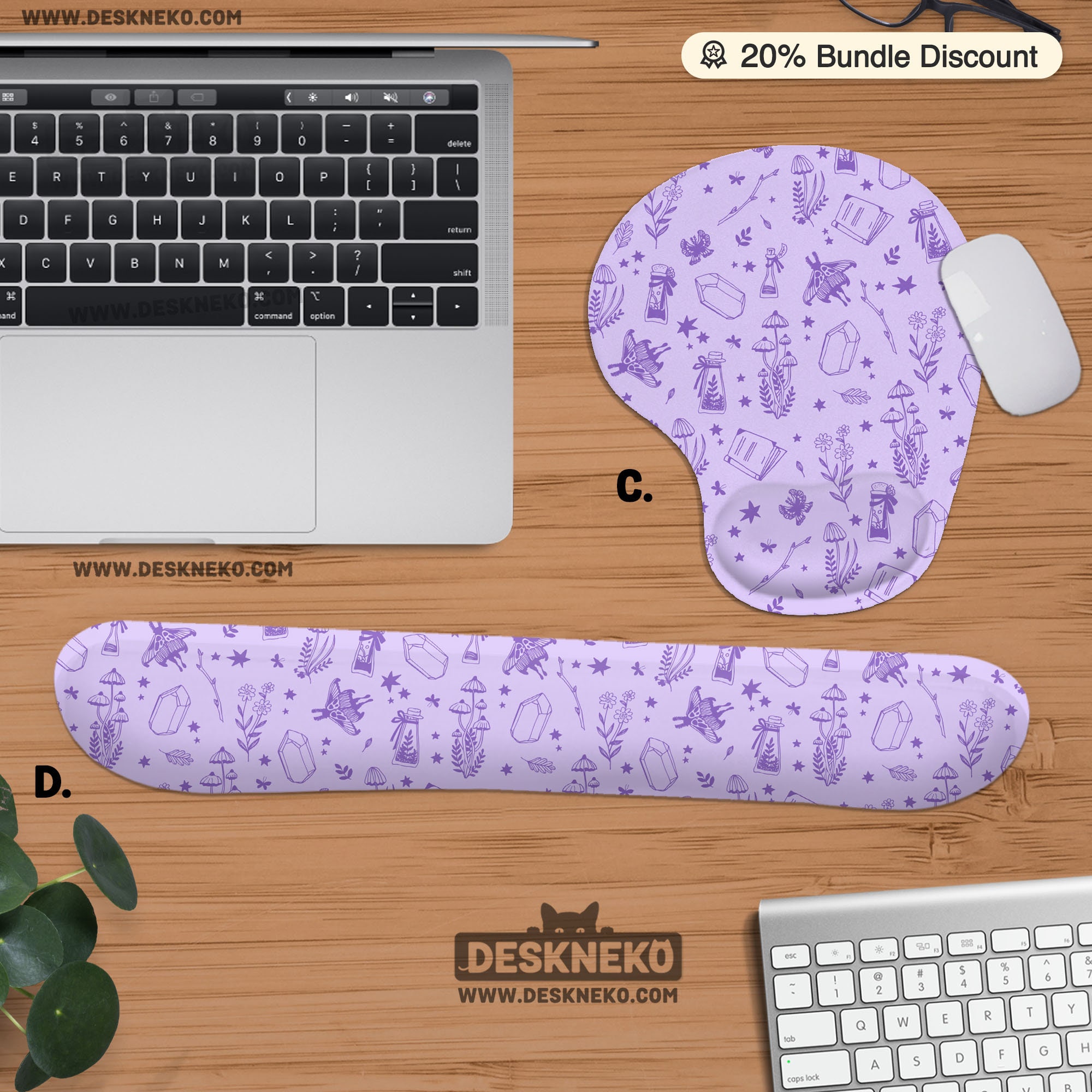 Bxgolkgd Desk Mat Set,Mouse Pad With Keyboard Wrist Rest & Mouse Wrist Rest,Wave...