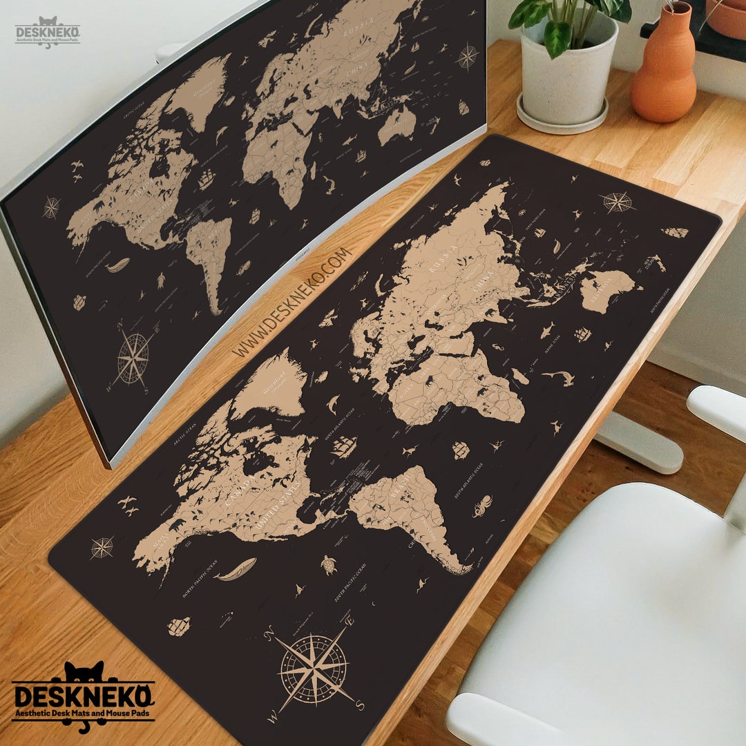World Map Desk Mat XXL, Historical World Map Mousepad, Extra Large