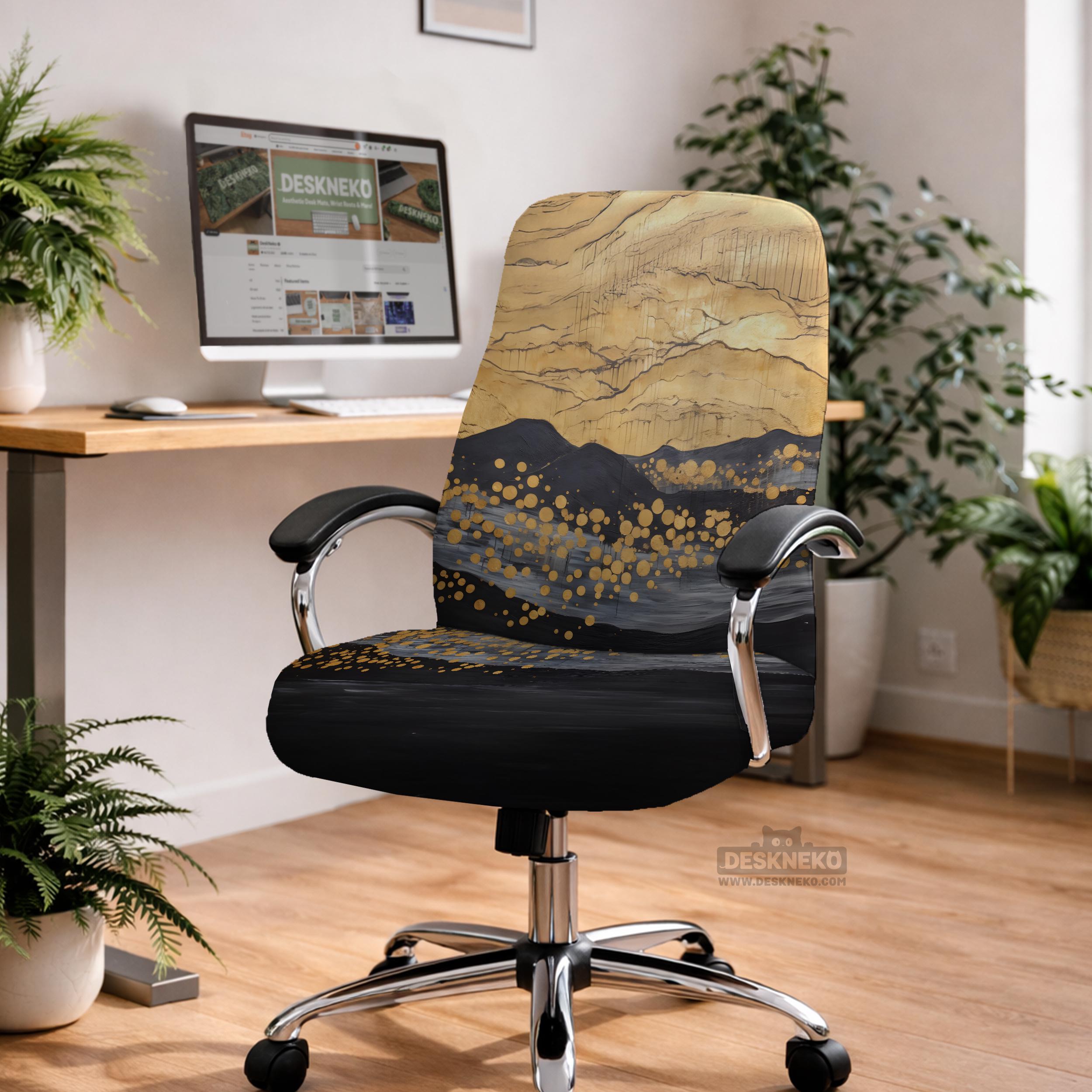 Black Gold Marble Chair Cover image 4