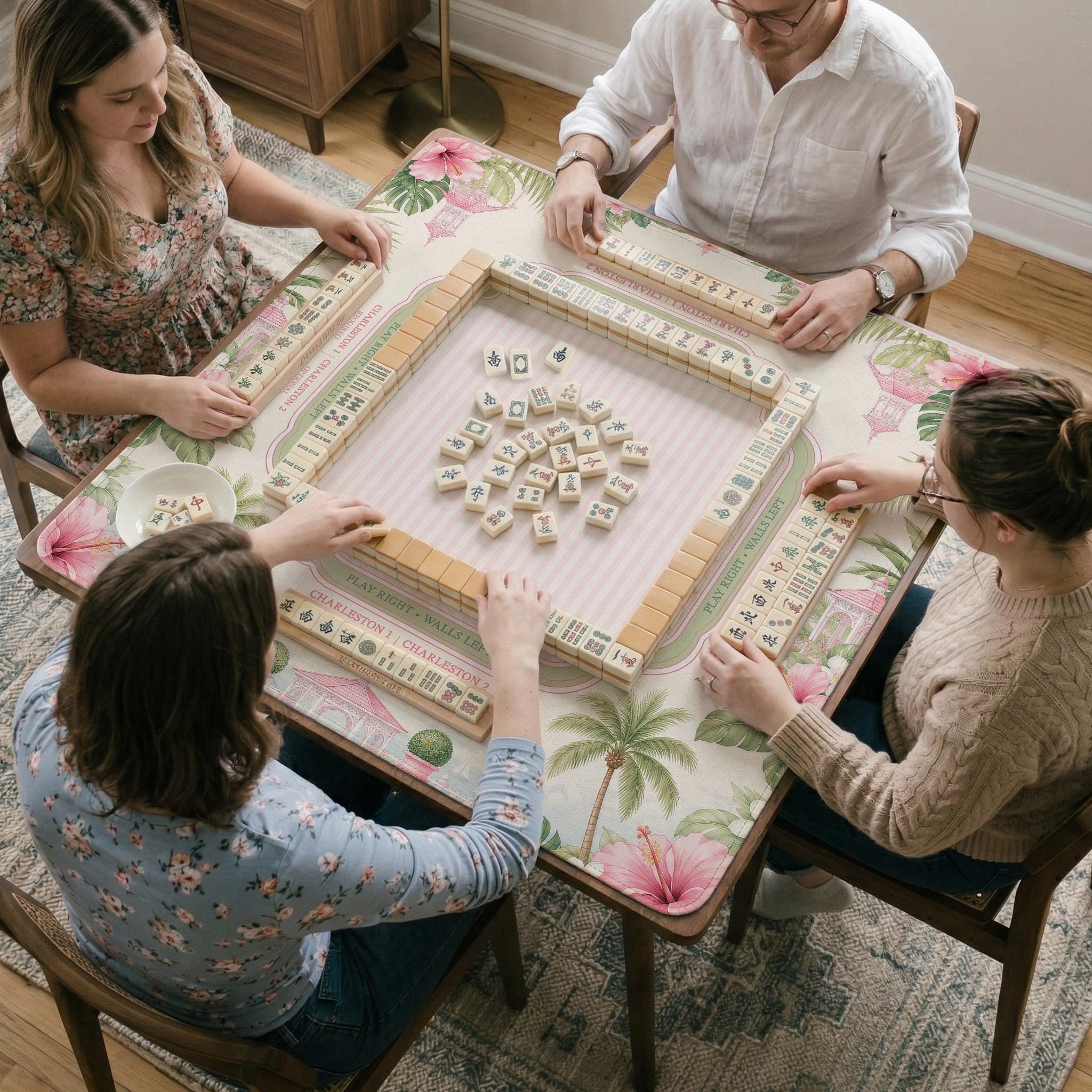 Pink Floral Mahjong Mat image 2