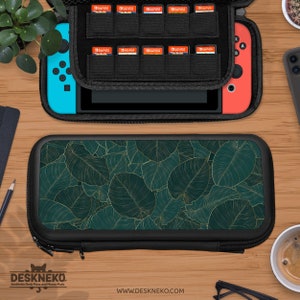 Groene hoes voor Nintendo Switch, gamekaartsleufcartridgehouder, dockcover voor tropische planten, accessoires voor schakelaars, lite/oled draagtas