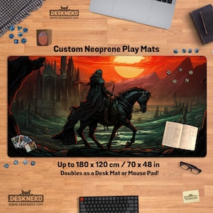 Tapete de jogo/tapete de mesa Mtg, Dark Rider of the nince, tapete de jogo mtg de cartão tcg, matt de mesa vermelho dnd dd, tapete de mesa/mouse pad personalizado gigante xxl, 24 14 60 35