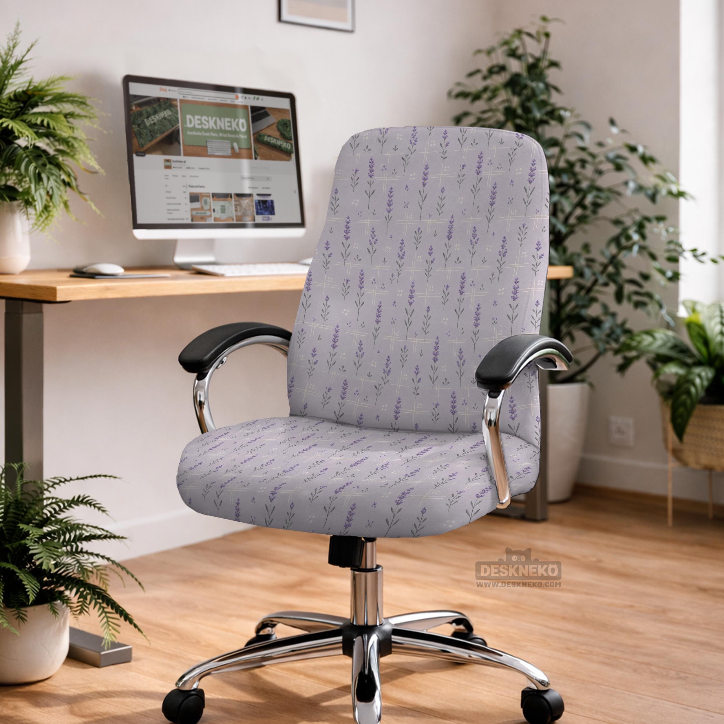 Lavender Floral Chair Cover image 3