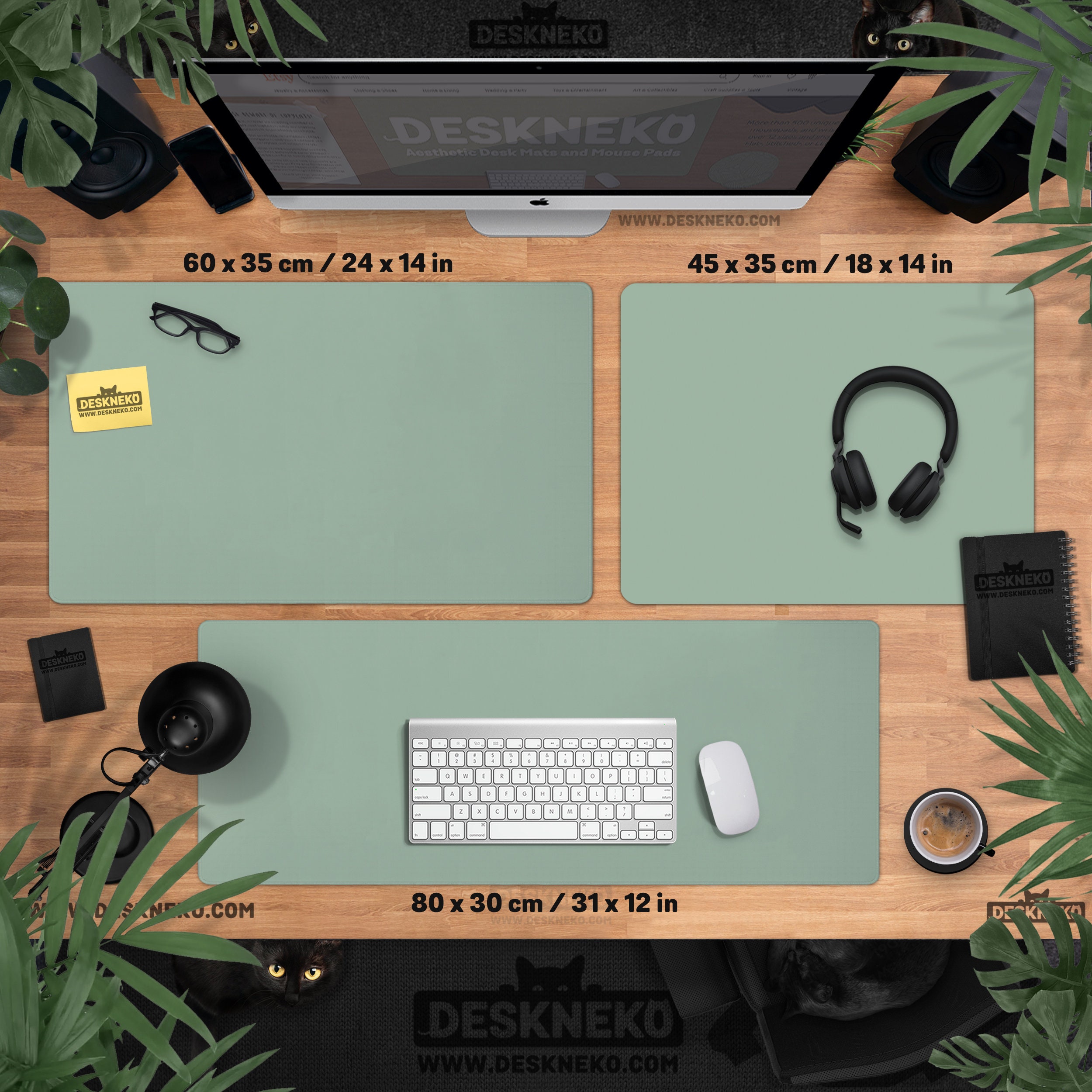 Green Desk Mat Pale Morandi, Light Pastel Sage Mouse Pad, Olive Deskmat ...