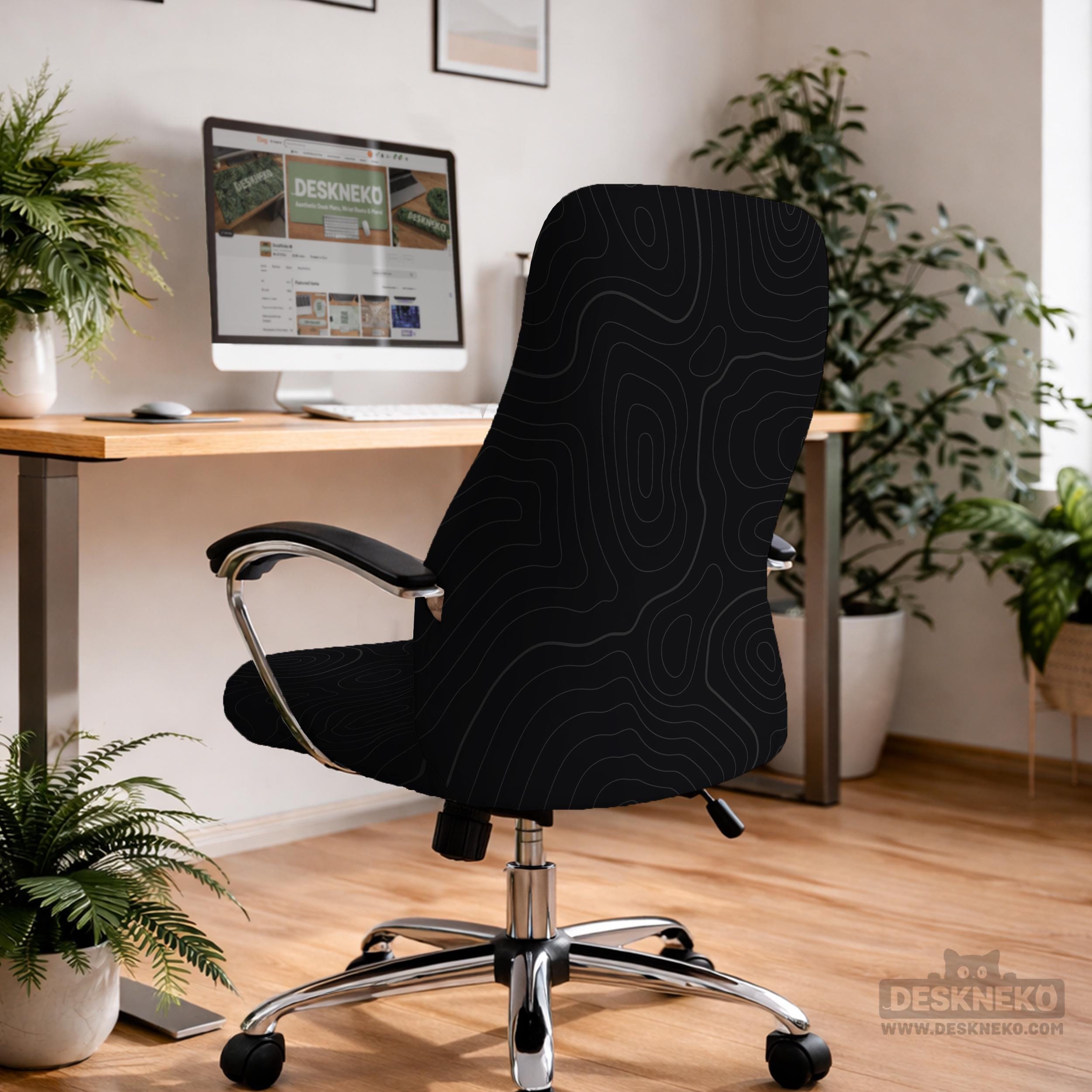 Black Line Art Chair Cover image 4