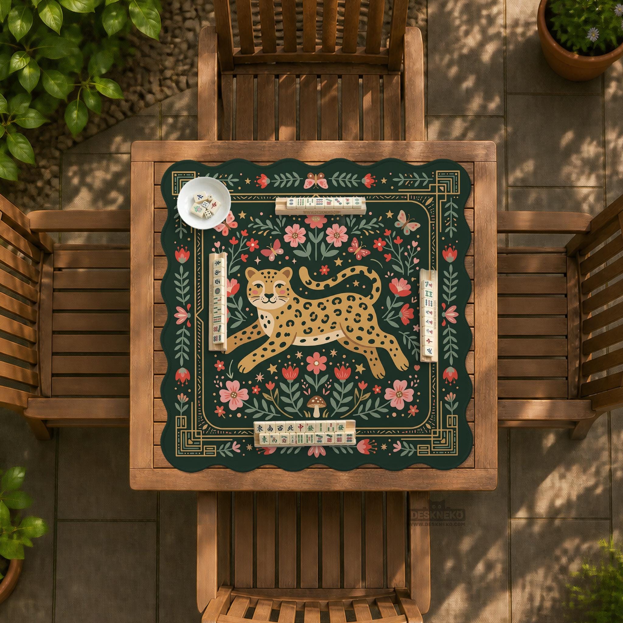 Green Leopard Mahjong Mat image 2