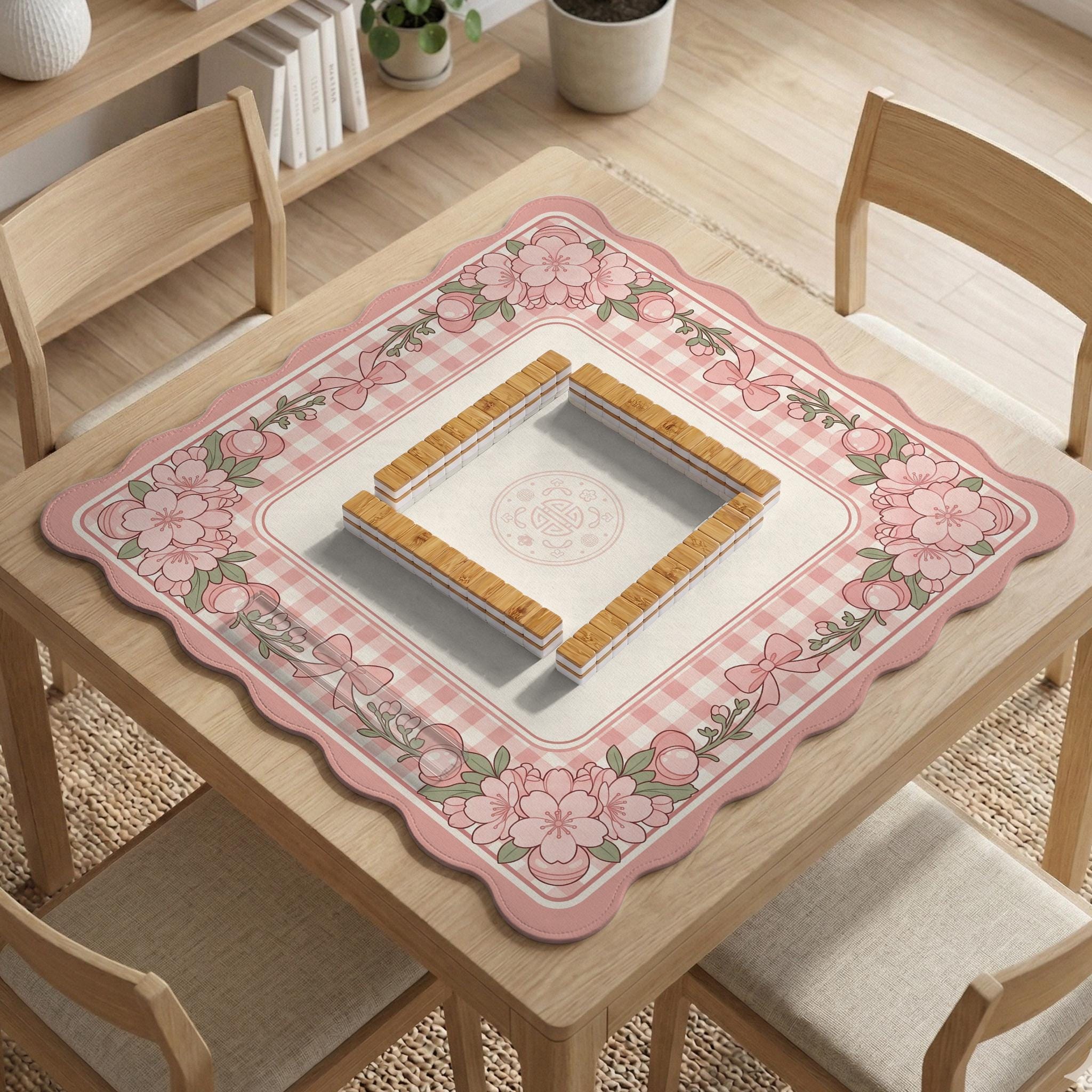 Pink Gingham Mahjong Mat image 3