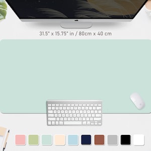 Leder Schreibtisch Mat minze Mousepad, Deko Zubehör minimal neutrale Farben pastell grün weiß blau mint, xl xxl große breite Schreibtischmatte Mauspad