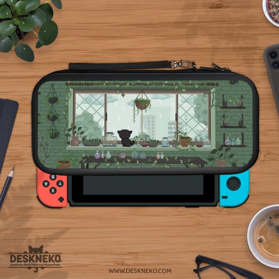 Cute case for Nintendo Switch Lite & Oled, Green cottagecore Kawaii anime frogs, Hard shell base cover, game holder, Travel carrying pouch