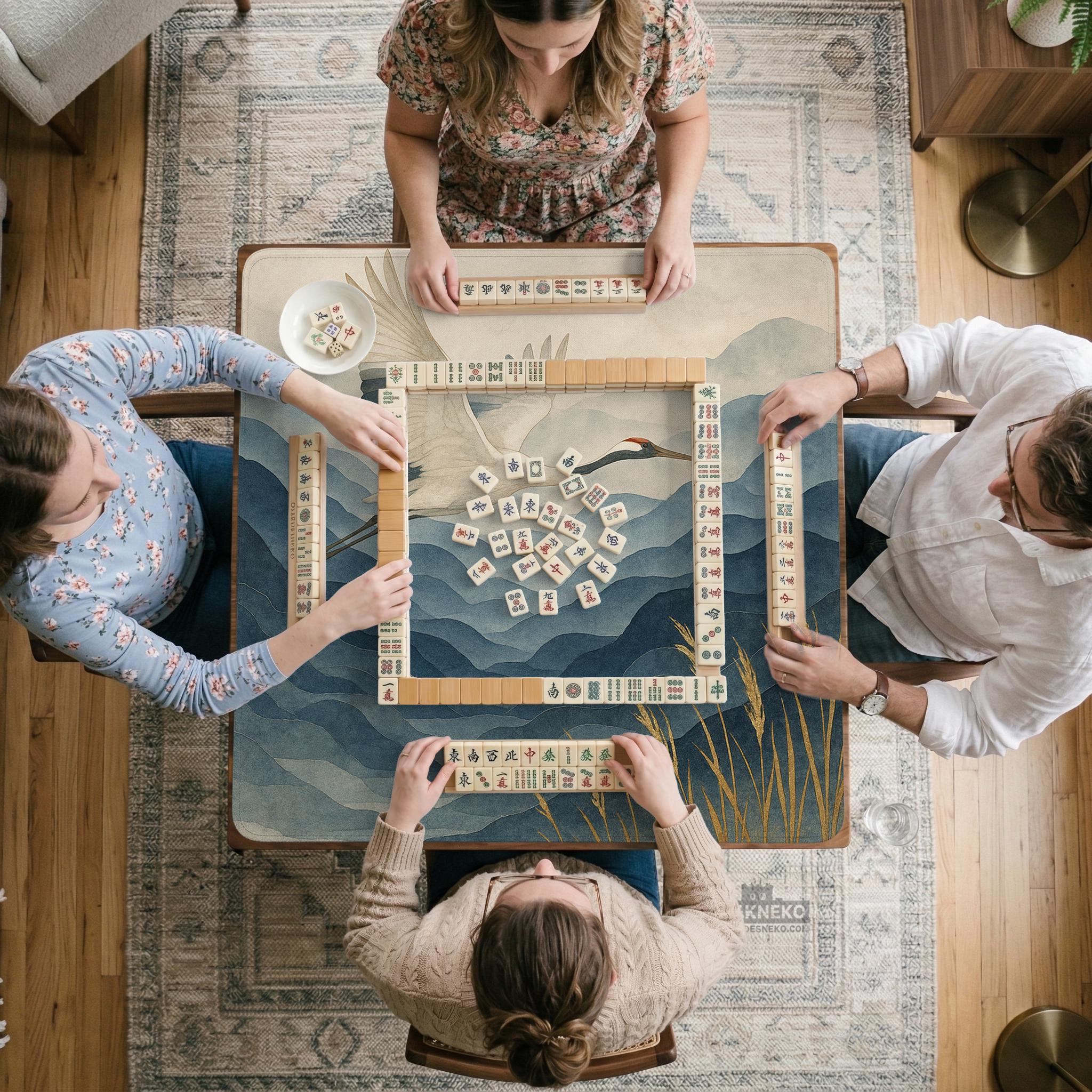 Indigo Crane Mahjong Mat image 4
