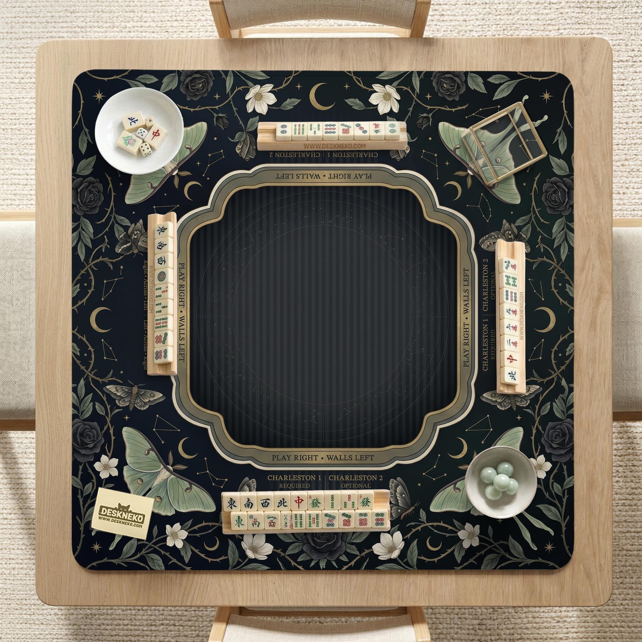Dark Floral Mahjong Mat image 3