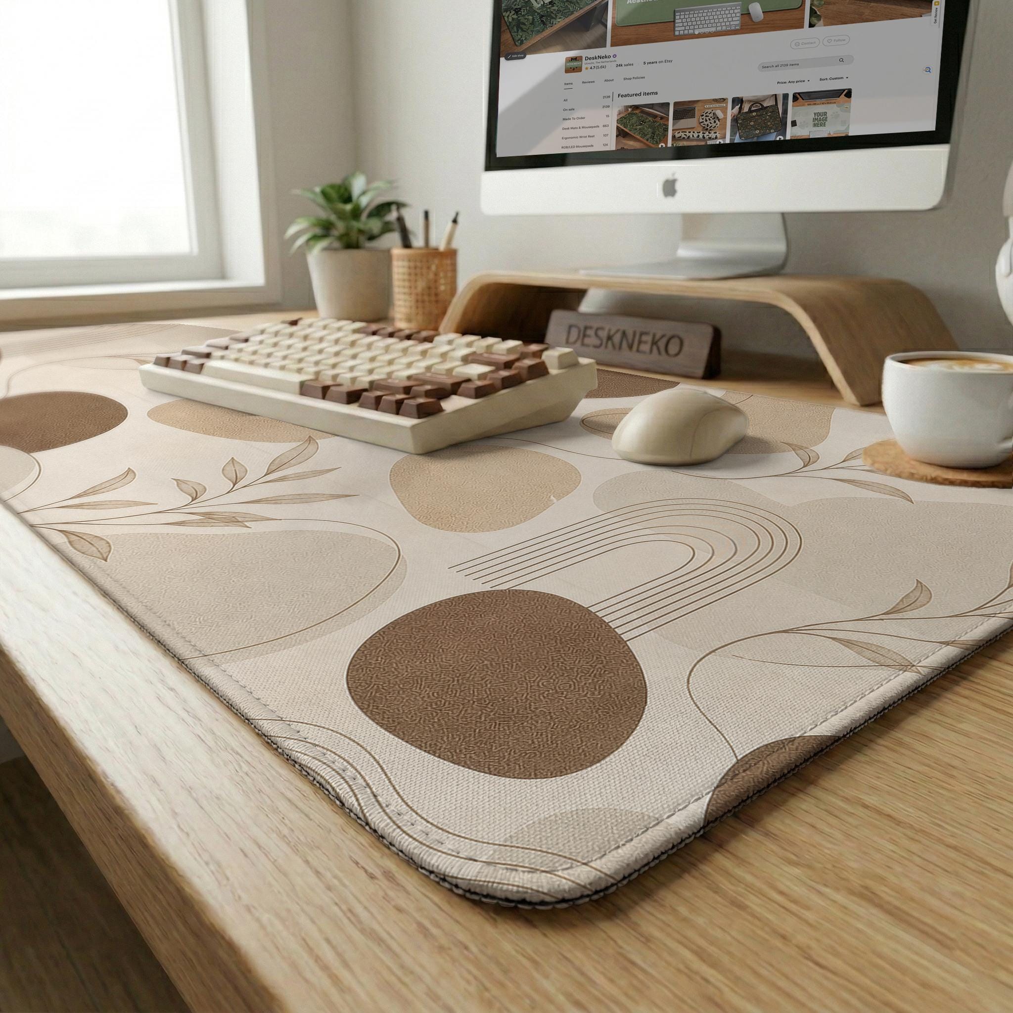Cream Abstract Desk Mat image 3