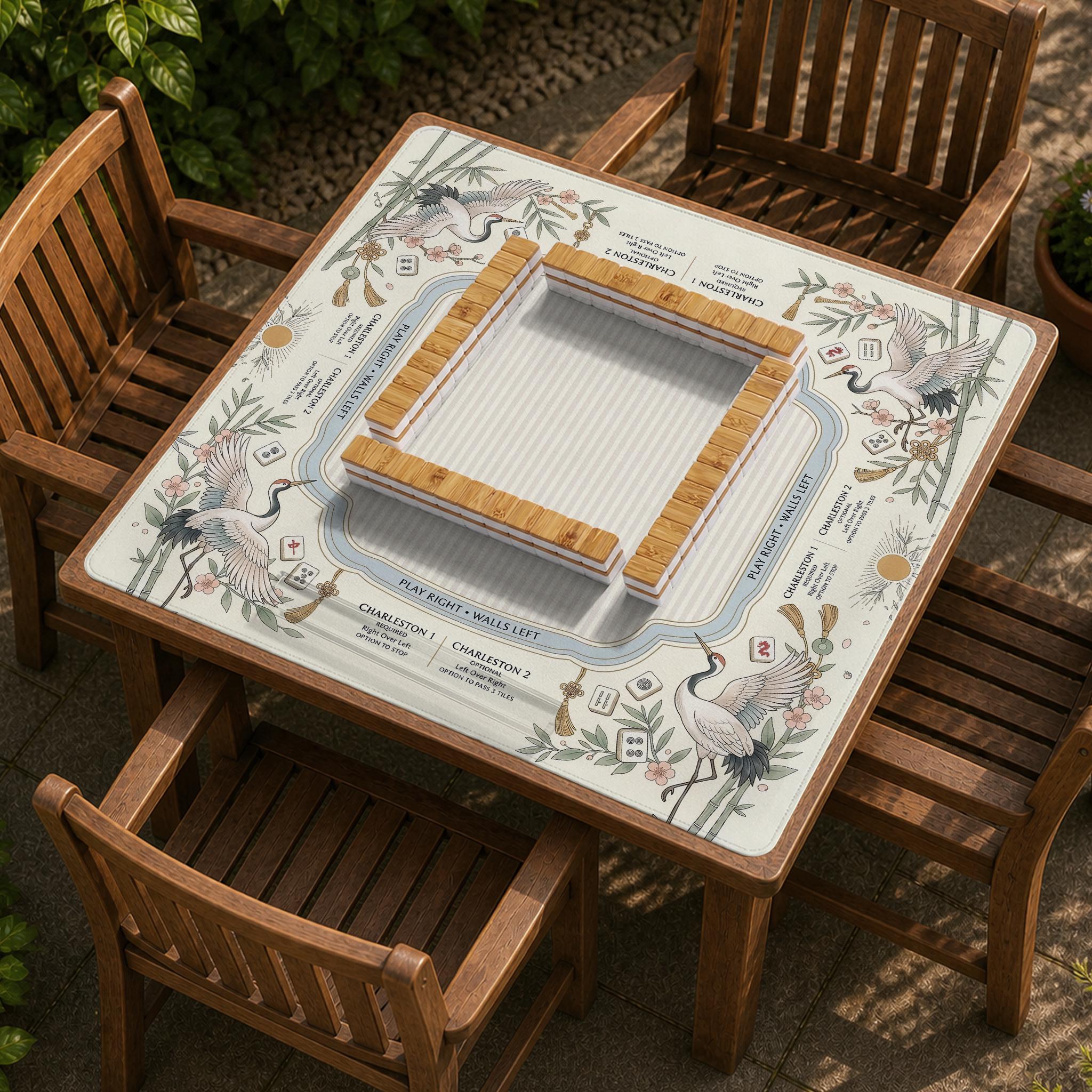 Beige Crane Mahjong Mat image 2