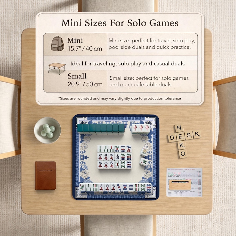 Blue White Floral Mahjong Mat, Chinoiserie Hydrangea Pagoda Tabletop Cover, Elegant Hostess Gift, Lotus Square Game Surface Decor Home image 8