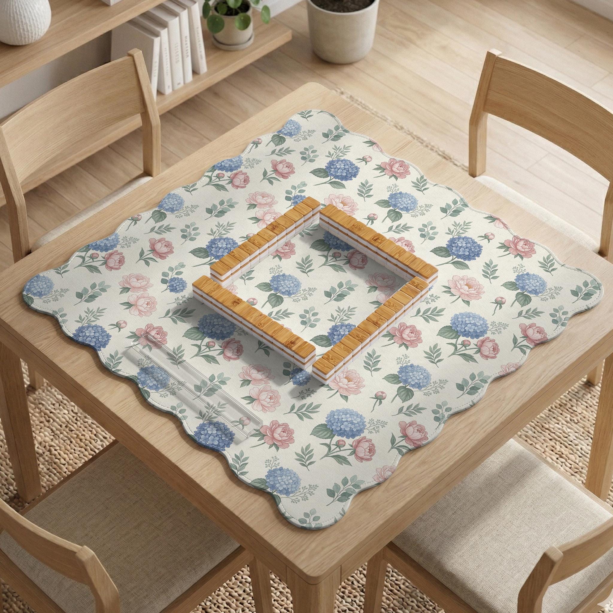 Blue Peony Mahjong Mat image 3
