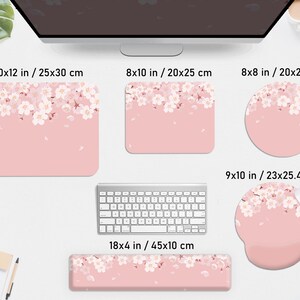 Cherry Blossom Desk Mat pink, Sakura Mousepad flower, pastel peach lofi anime aesthetic, kawaii gaming keyboard mouse pad xxl deskmat kawai bild 5