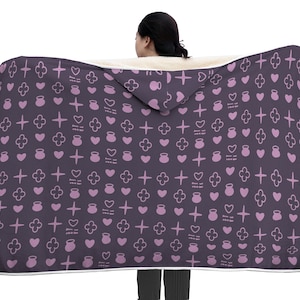 Ninomae Ina&#39;nis Hooded Blanket | All over print fleece hoodie cloak | Hololive Tentacle Ina Inanis Pattern | Holomyth English Vtuber cosplay