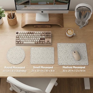 Tappetino da scrivania botanico avorio, tappetino per mouse minimalista di grandi dimensioni, tappetino da scrivania XXL esteso per tastiera e mouse, allestimento ufficio floreale, tappetino da scrivania deskneko immagine 12