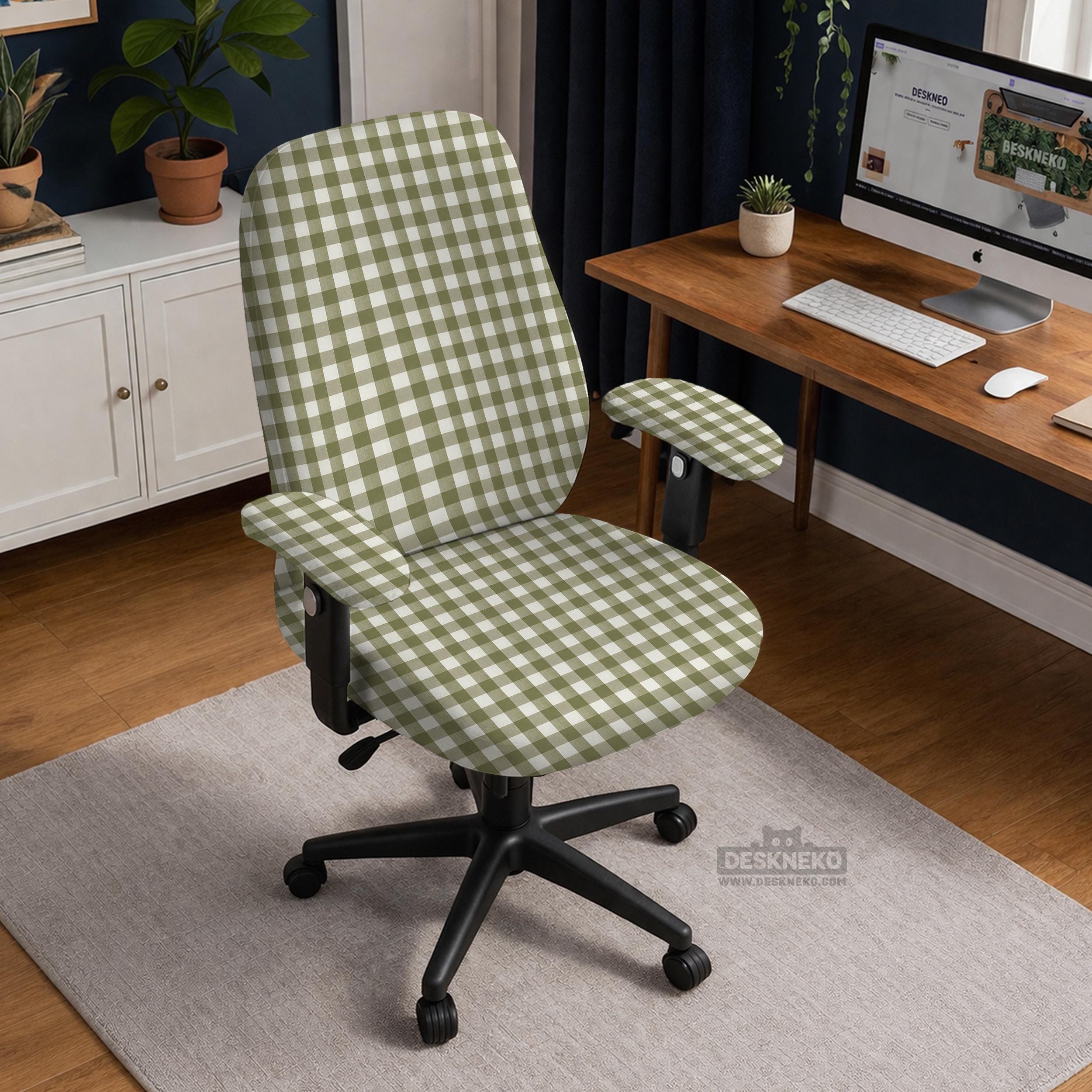 Olive Check Chair Cover image 2