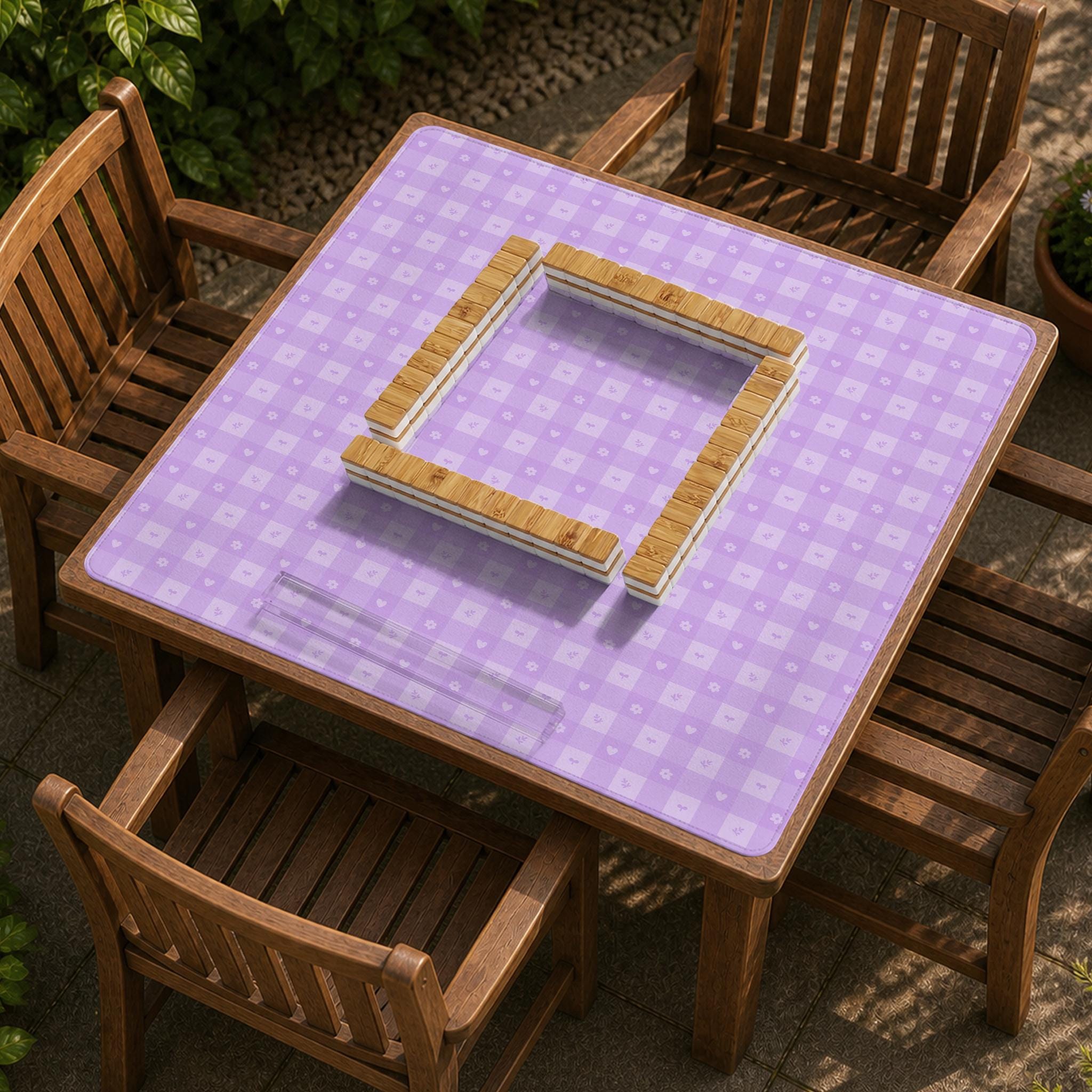 Lavender Gingham Mahjong Mat image 3