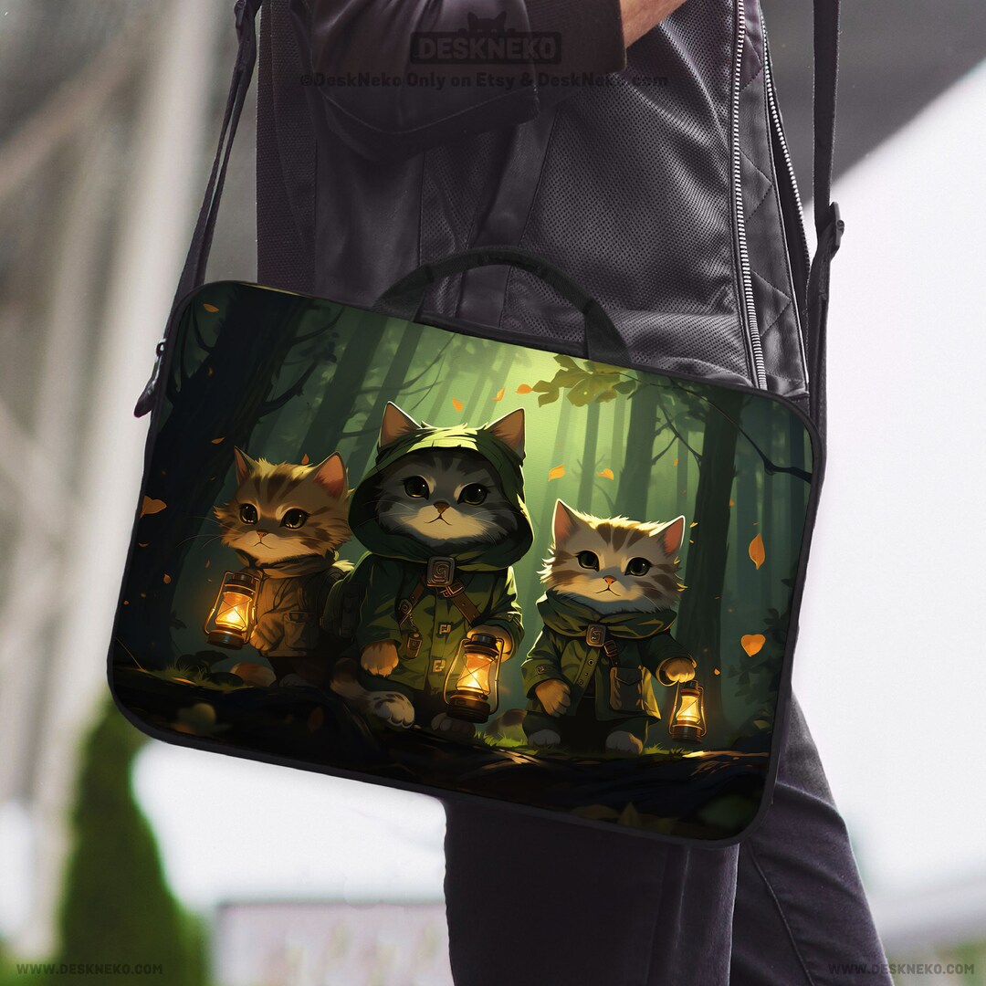 Cute Cats Laptop Sleeve, Anime Computer Bag for Men, Mtg Magic Forest ...