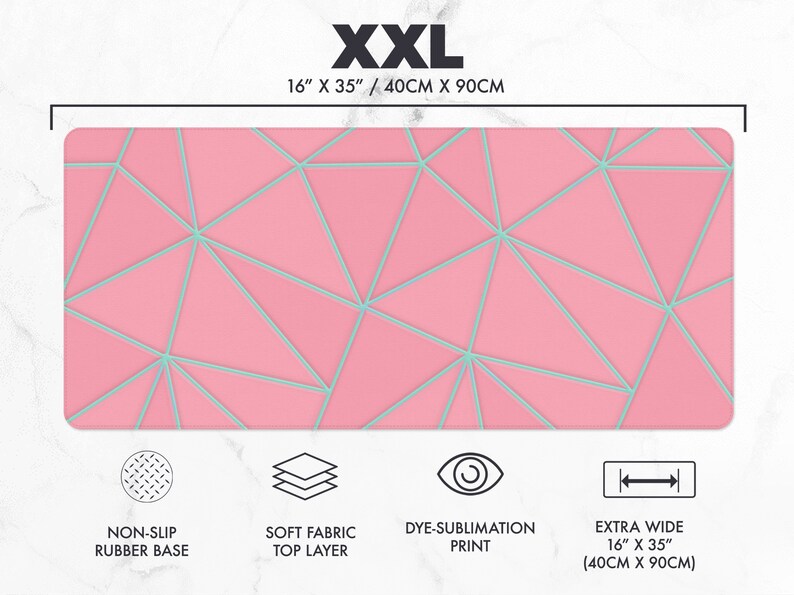 Purple Geometric Gaming Desk Mat Pink Lavender Lilac Etsy