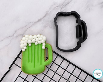 Bierkrug-Ausstechform | 3D gedruckte Lebensmittel sicher Ausstechform | Lustiges Geschenk für Ihn | Vatertags Backen