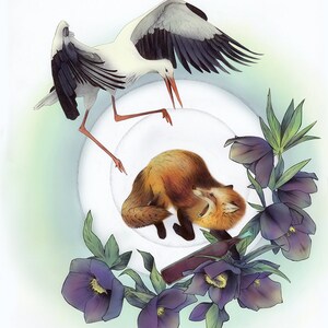 Fox and Stork Art Print image 2