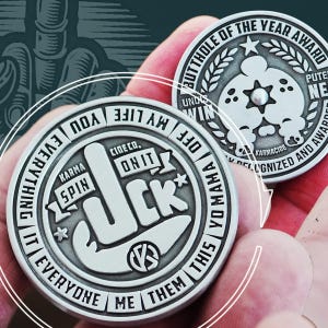 Which Fck to Give Spin and Stop Middle Finger Coin, Butthole of the Year Award, Funny NSFW Offensive Gag Gift, Sarcastic Pocket Coin for Him