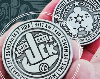 Which Fck to Give Spin and Stop Middle Finger Coin, Butthole of the Year Award, Funny NSFW Offensive Gag Gift, Sarcastic Pocket Coin for Him
