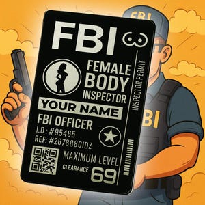 Carte personnalisée d'inspecteur du corps féminin du FBI : cadeau drôle de bâillon