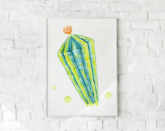 San Pedro Cactus, wall art print, home decor, office decor, watercolor art, cacti print, succulent, modern art, poster cactus, original gift