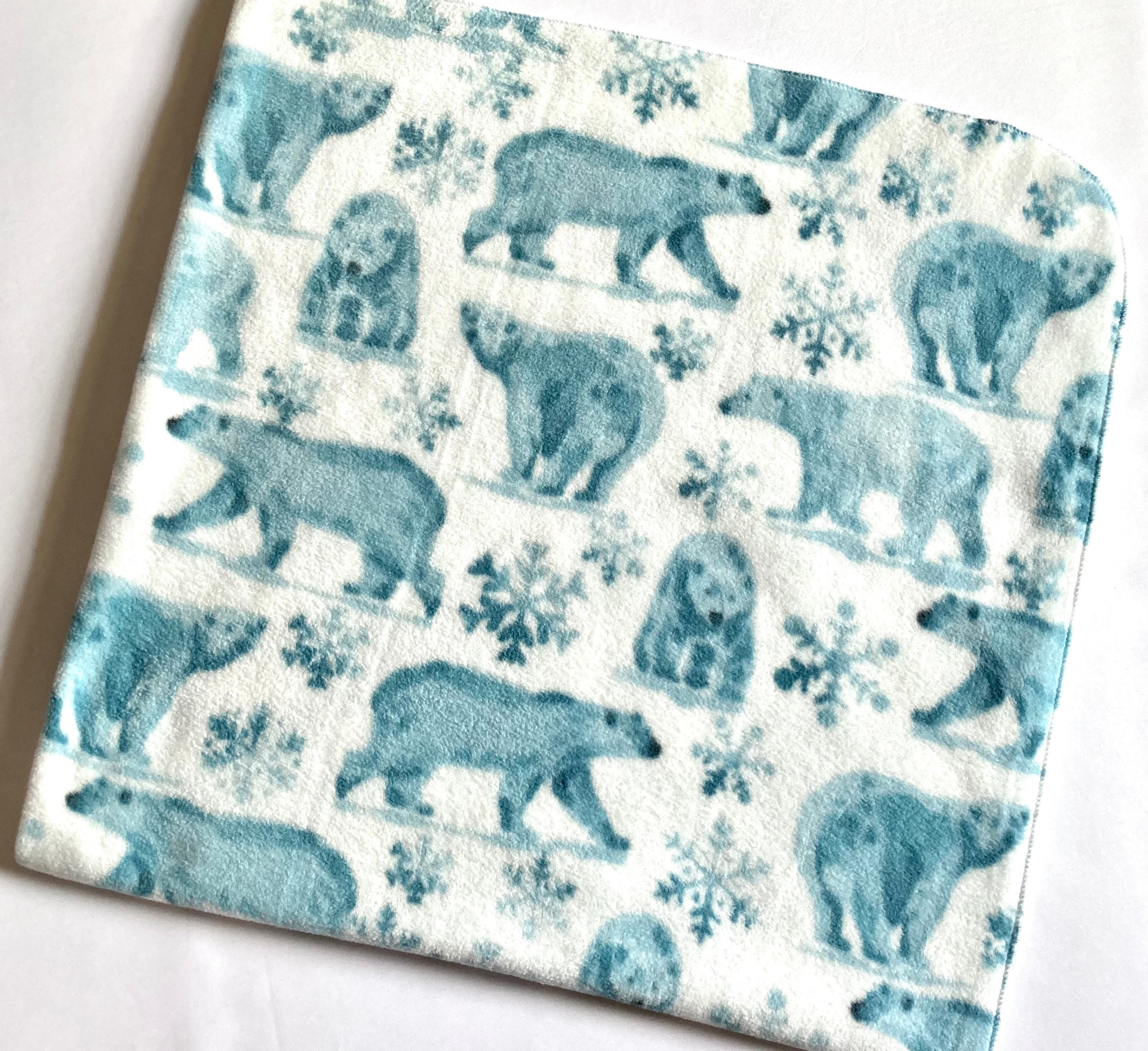 Polar Bears Fleece Receiving Blanket Swaddle XL 40x40 Bears Snowflakes Winter Holiday Baby